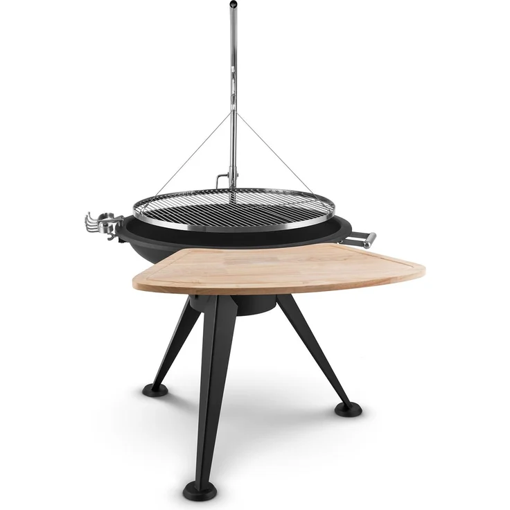 Delion Galgen-Schwenkgrill Feuerschale Ø80cm Hochfuß Seilzug Edelstahl Schwarz – Bild 10