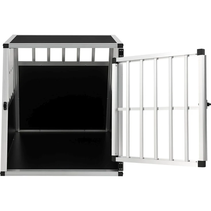 Juskys Alu Hundetransportbox L-X - 65×91×69 cm – Auto Hundebox robust & pflegeleicht – Gittertür verschließbar – Aluminium Reisebox für Hunde – Bild 9