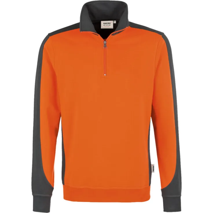 HAKRO Zip-Sweatshirt Contrast Mikralinar 476, orange/anthrazit, 6XL