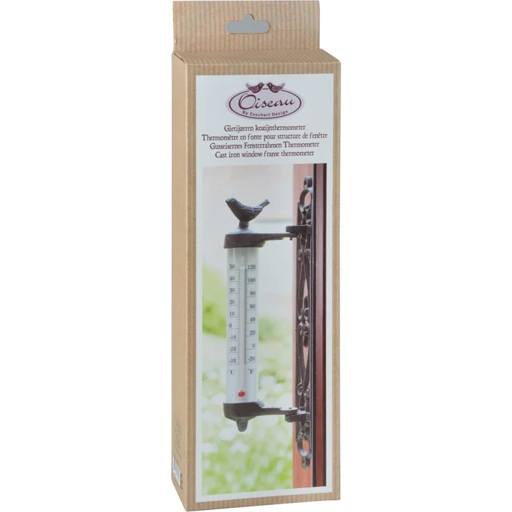 Esschert Design Wandthermometer Vogel, aus den Materialien "Gusseisen, PE, PS und Kerosin", 5,4 x 9,4 x 27,3 cm – Bild 2