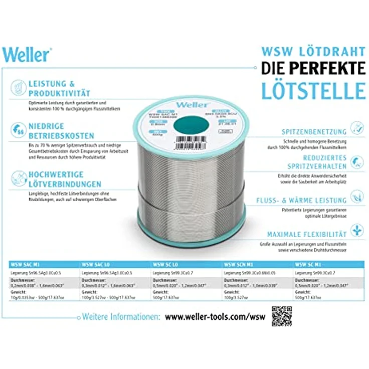 Weller Lötdraht, 0.3mm, Sn99.3-Cu0.6-Ni0.05, 100g (T0051402899) – Bild 9