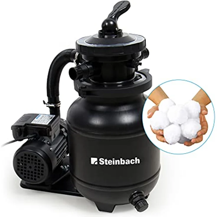 Steinbach Speed Clean Active Balls plus Sandfilteranlage, Umwälzleistung 3,8 m³-h, 230 V-200 Watt, Anschluss Ø 32-38 mm, 320 g Filter Balls, 040386 – Bild 4