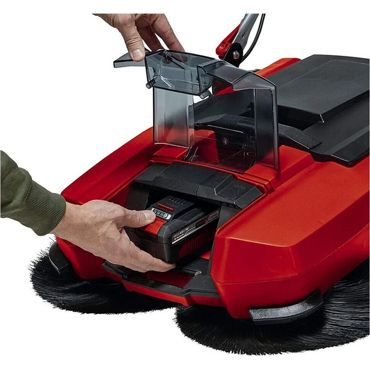 Einhell Akku-Kehrmaschine TE-SW 18-610 Li-Solo Power X-Change PXC 18 V, Li-Ion, 20 L Schmutzbehälter, 61 cm Arbeitsbreite, Parkposition, verstellbarer Lenker, abnehmbare Lippe, Ein-und Ausschalter – Bild 7