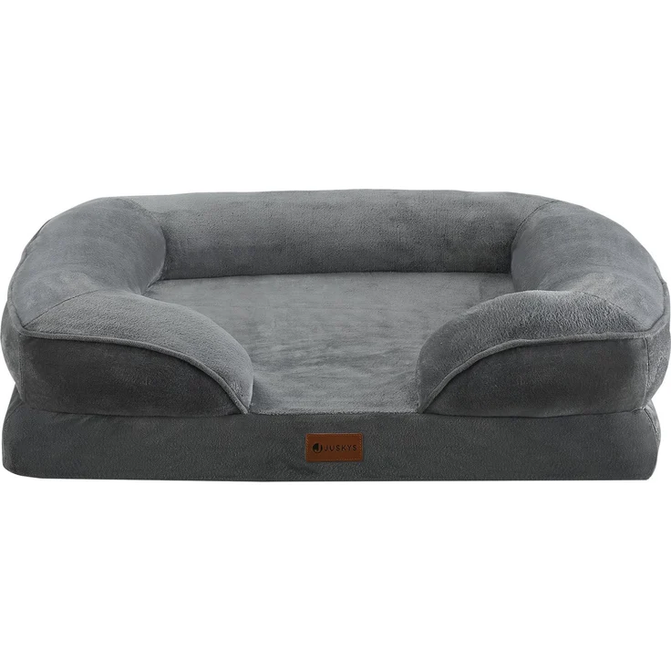 Juskys Hundebett Sheena M orthopädisch, waschbar & rutschfest – 71 x 58 x 18 cm – Hundesofa flauschig Hunde Grau – Haustierbett Hundesofa – Bild 7