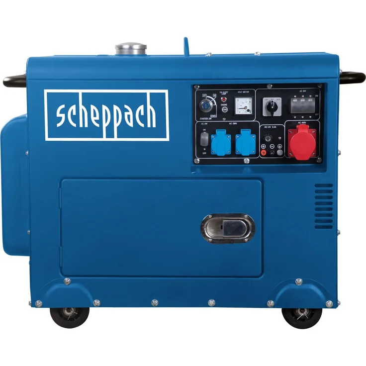 Scheppach Diesel Stromerzeuger | Elektrostart | 7,7PS | 5000W | 2x 230V, 1x 400V Steckdose | 16L Tank | AVR System | Stromgenerator SG5200D inkl. Fahrvorrichtung – Bild 2