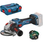 Bosch Professional GWS 18V-15 SC Akku-Winkelschleifer BITURBO 125 mm Solo, GCY 42 L-BOXX