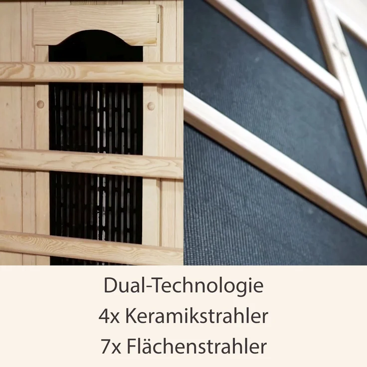 Artsauna Infrarotkabine Billund – Dual-Heizsystem Infrarotsauna - 2 Personen – LED-Farblicht, digitaler Steuerung – Hemlock-Holz, 170 x 190 x 190 cm – Bild 4