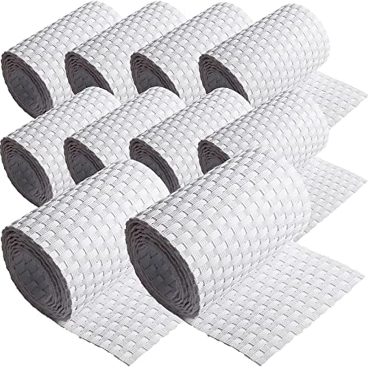 10 x Poly-Rattan Sichtschutzstreifen für Doppelstabzaun Doppelstab Matten Flechtzaun 19 x 255 cm Weiß