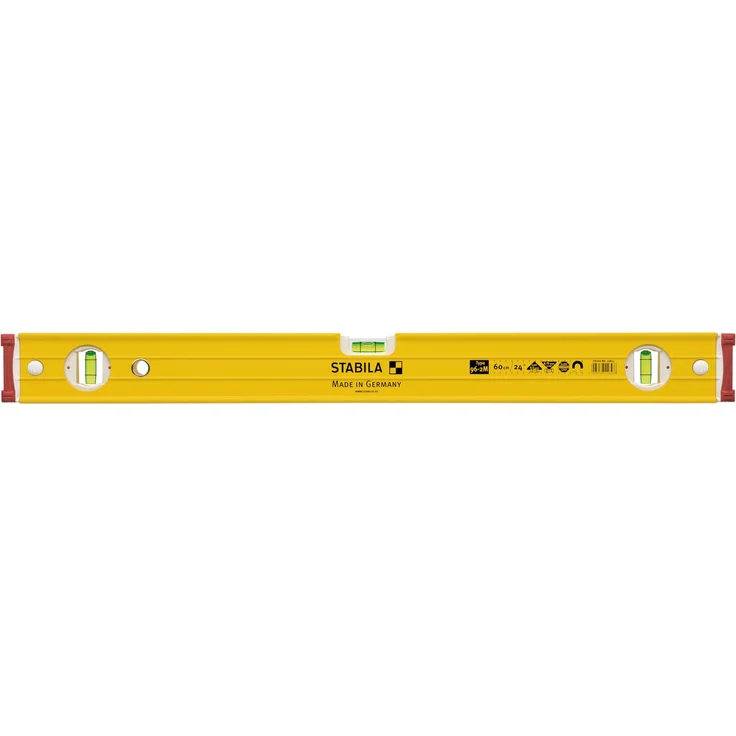 STABILA Magnet-Wasserwaage Type 96-2 M, 81 cm, extrasteifes Alu-Profil, extrastarke Seltenerd-Magnete, 1 Horizontal-/2 Vertikal-Libellen, stoßdämpfende Endkappen, Rutsch-Stopper, Made in Germany – Bild 3