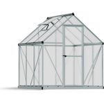 Palram Gewächshaus Mythos, silberfarben, 186 x 185 x 208 cm Paneelstärke 4 mm 70% Lichtdurchlässigkeit UV-geschützt Polycarbonatplatten