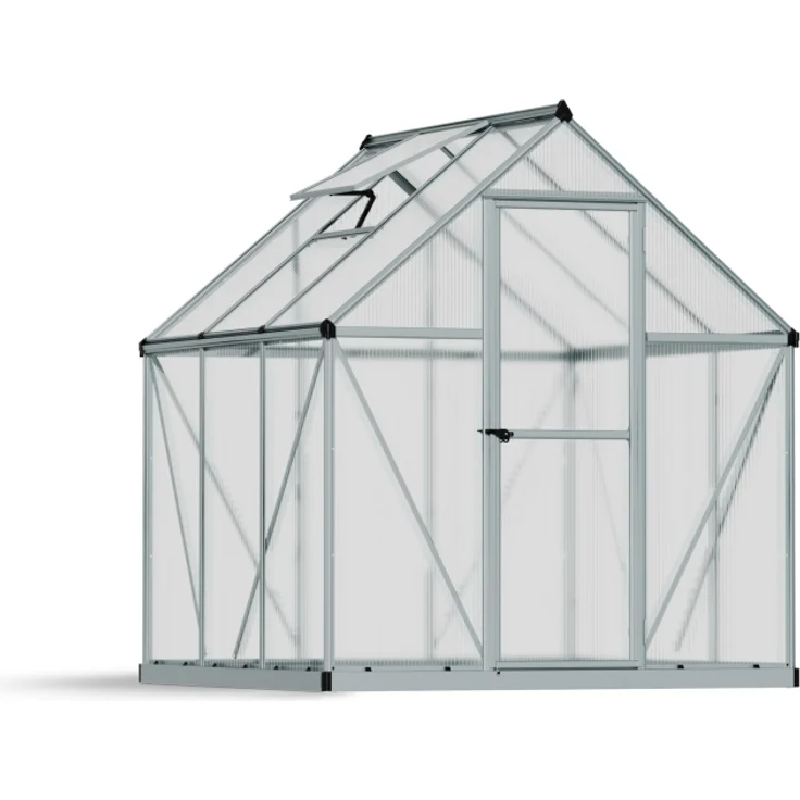 Palram Gewächshaus Mythos, silberfarben, 186 x 185 x 208 cm Paneelstärke 4 mm 70% Lichtdurchlässigkeit UV-geschützt Polycarbonatplatten – Bild 1