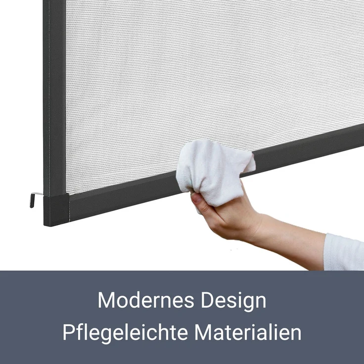 Juskys Fliegengitter mit Alu-Rahmen 100 x 120 cm – Insektenschutz für Fenster zum Einhängen – Insektenschutzgitter UV-beständig in Grau – Bild 8