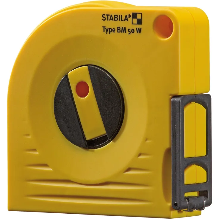 STABILA Bandmaß BM 50 W, 20 m, weißlackiertes Stahl-Messband, mit Universalhaken