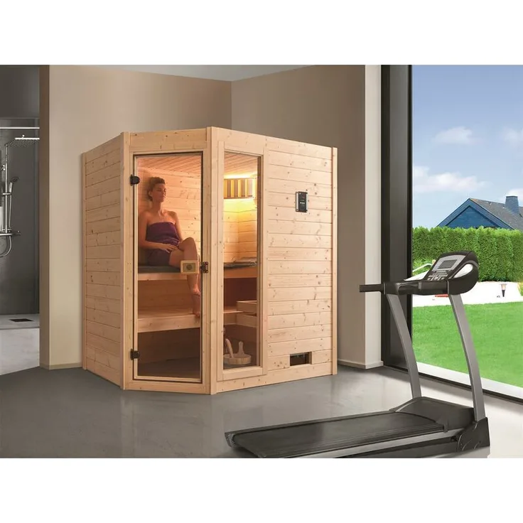 WEKA Massivholzsauna VALIDA Eck 1 GTF inkl. 5,4 kW OS Ofen Sparset 1, 189x139x203,5 cm, naturbelassen