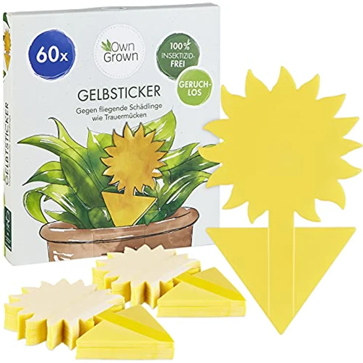 Gelbsticker Trauermücken 60x Insektizidfreie Klebefalle Für Die Zimmerpflanzen: Gelbsticker Gelbsticker Kunststoff – Bild 1