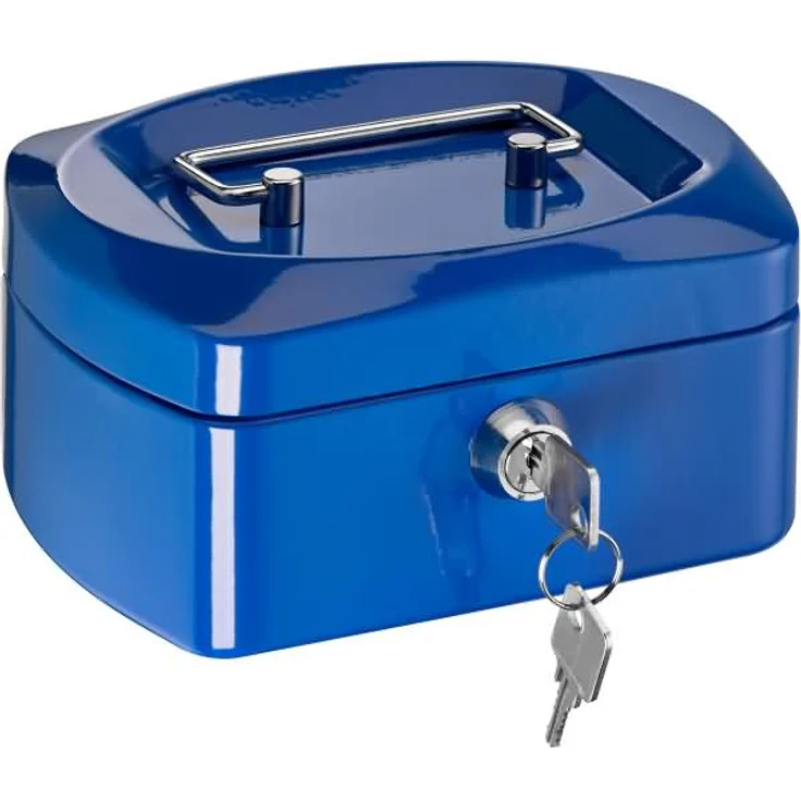 Alco Geldkassette Stahlblech mit Schloss 155x120x80mm blau – Bild 1