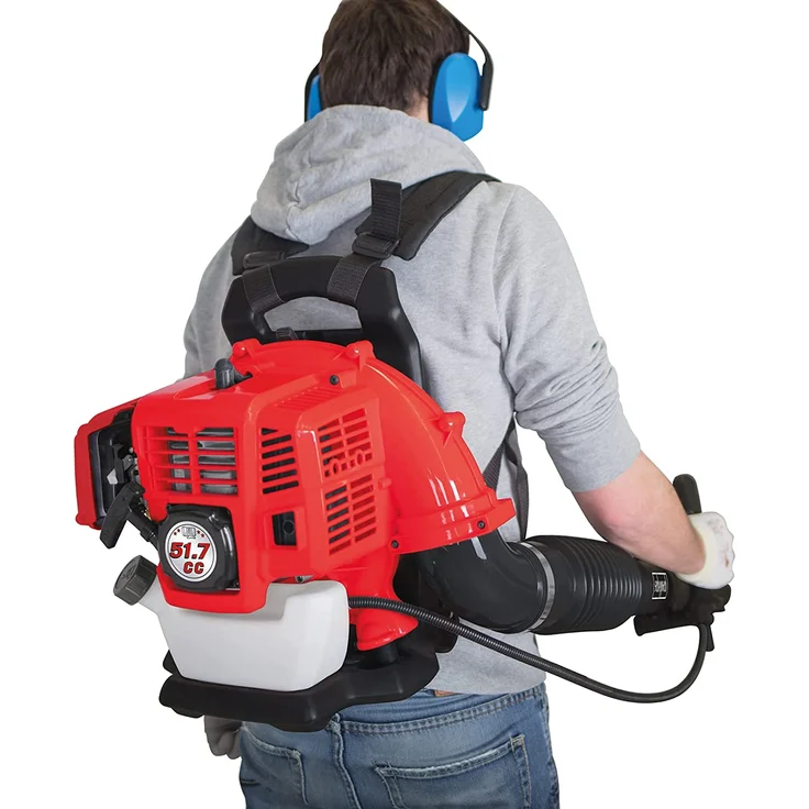 Scheppach Benzin Laubbläser LB5200BP, Anti-Vibrationssystem, 51,7 cm³ 2-Takt-Benzinmotor 1400W, Luftgeschwindigkeit 295 km/h, rückentragbar – Bild 3