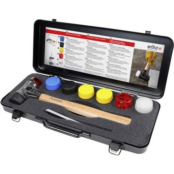 Wiha Schonhammer Set Safety (44008) Gummihammer mit gemischten Schlagköpfen 8-tlg. in Box