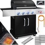 KESSER Gasgrill Master BBQ mit 800°C Infrarot & Grill-Thermometer, LED-Beleuchtung , Keramik 4+1 Brenner aus Edelstahl XXL Grillwagen Grill, Seitenkocher, 5-11 KG Gasflasche Piezozündung Schwarz - Preisvergleich