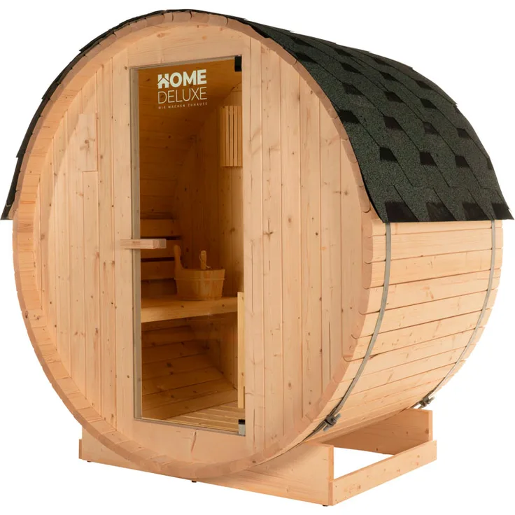 HOME DELUXE Outdoor Fasssauna LAHTI - M, 185 x 120 x 185 cm