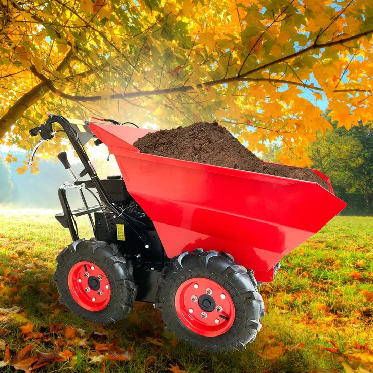 BRAST Benzin Muldenkipper Mini-Dumper Motor-Schubkarre Dumper Radlader 4,8kw/6,5PS Allradantrieb 300 kg Traglast – Bild 1