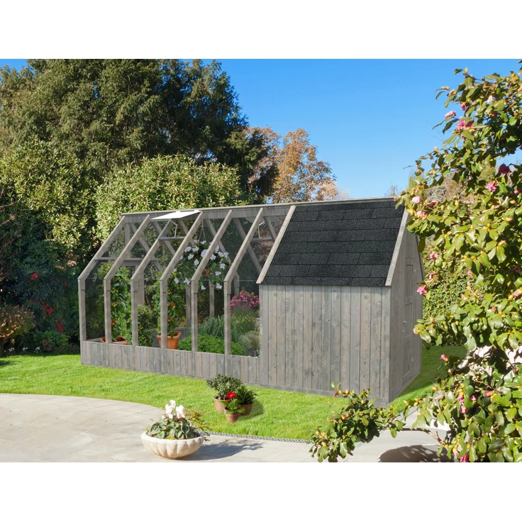 Palmako Gerätehaus Emilia Geräteraum, 4,0 m², grau kesseldruckimprägniert
