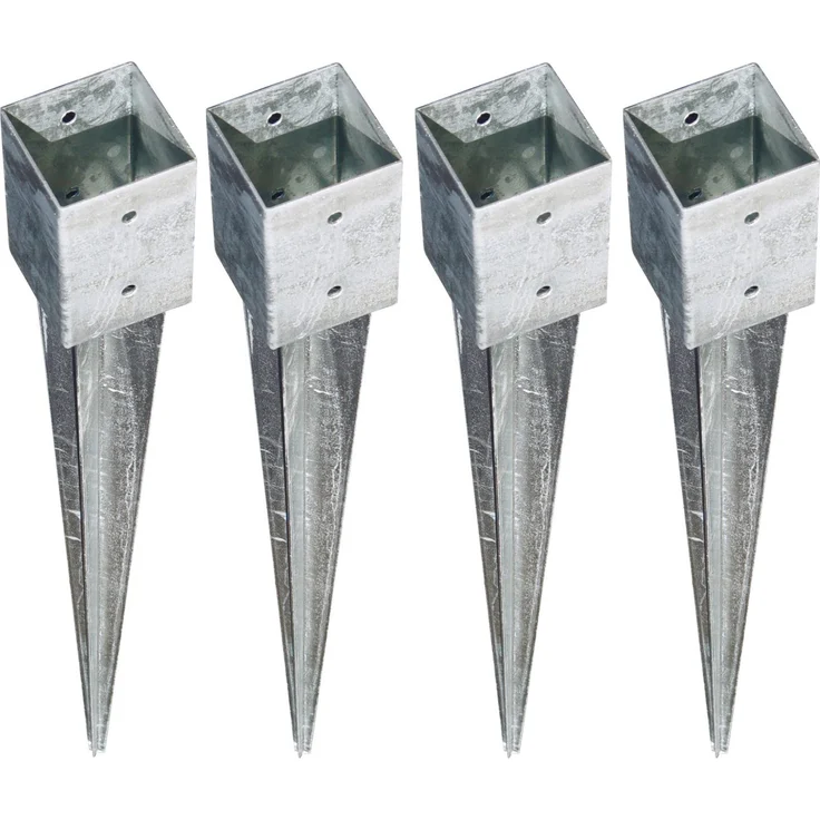 4x Bodenhülse Einschlagbodenhülse 7x7 cm Einschlaghülse Pfostenträger verzinkt – Bild 1