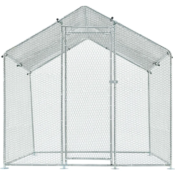 Juskys Freilaufgehege 2x2x2m Hühnerstall aus Metall begehbar mit 4 m² Lauffläche, Tür & Riegel – Freigehege für Hühner, Kleintiere & Pflanzen – Bild 9