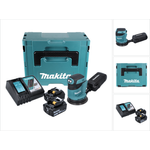 Makita DBO180RTJ Akku-Exzenterschleifer, (125 mm 18 V, 5,0 Ah mit 2 Akkus und Ladegerät im Makpac)
