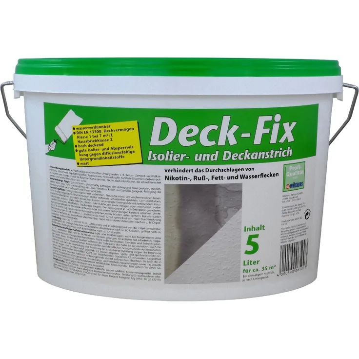 5l Deck-Fix Isolier u. Deckanstrich Weiß Nikotinsperre Grundierung Schutz