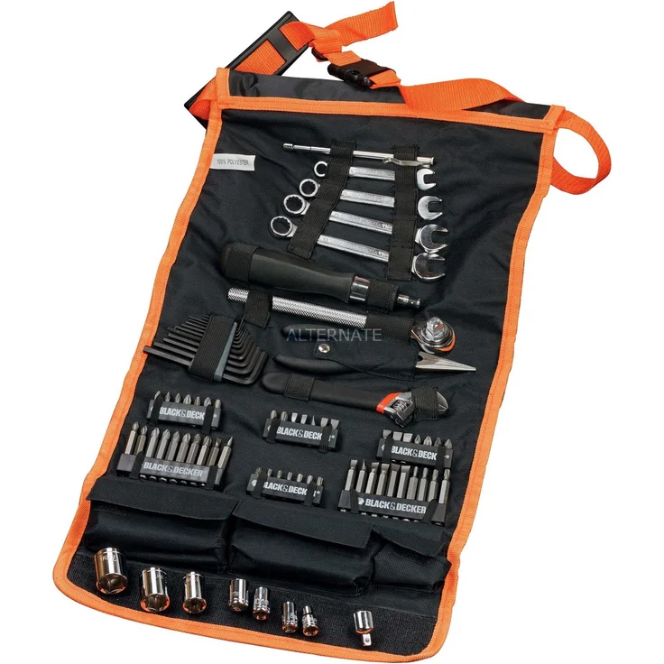 Black+Decker 76-teilig Handliche Roll-Tasche (mit Autowerkzeug-Zubehör) A7063 – Bild 1