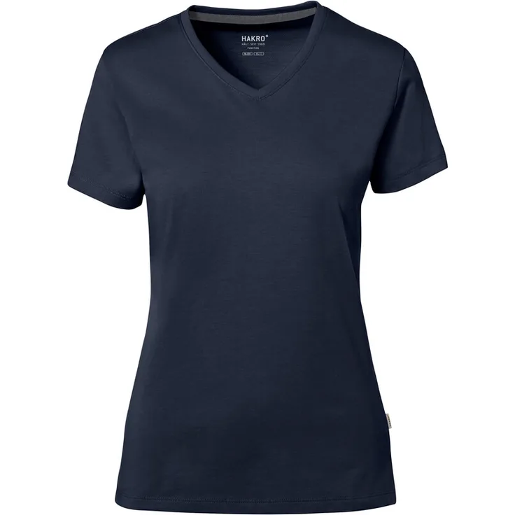 HAKRO Cotton Tec Damen V-Shirt 169, tinte, XS