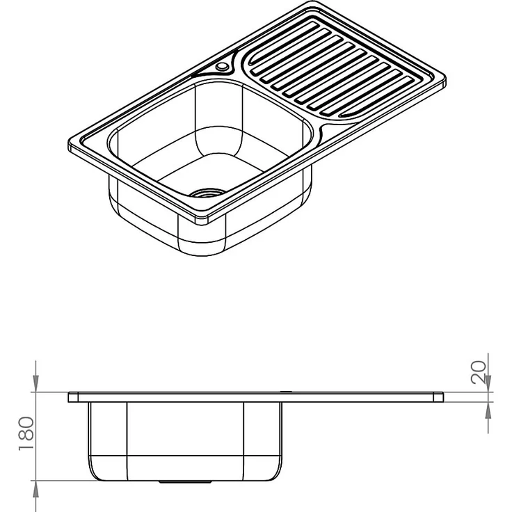 76CM Edelstahlspüle Spülbecken LINKS eckig Ablage Küchenspüle Einbauspüle Spüle – Bild 4