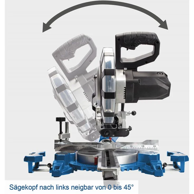 Scheppach HM254SPX Kappzugsäge inkl. 2.Sägeblatt - 2200W | Ø254mm Sägeblatt | Schnittbreite/höhe: 340mm x 90mm | inkl. Laser | Aluauflagen, Drehtisch mit Schnellarretierung, Kappsäge Gehrungssäge – Bild 9