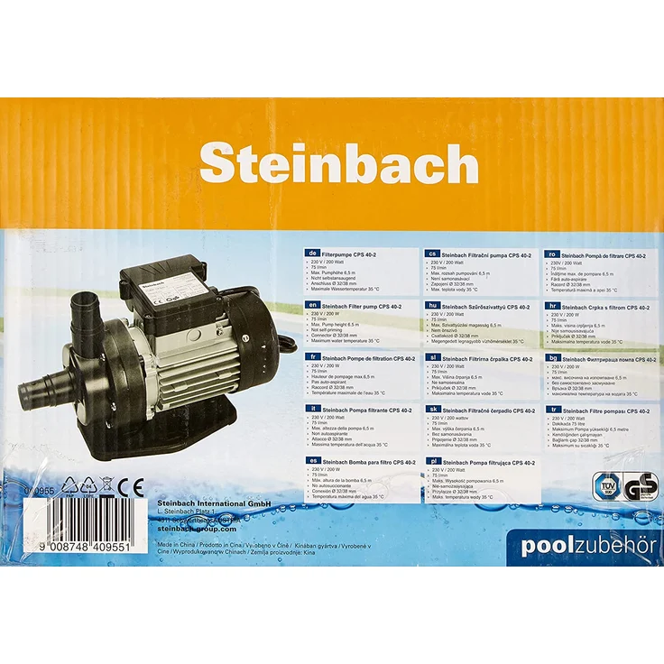 Steinbach CPS 40-2 Filterpumpe, 230 V - 200 Watt, 75 l-min, max. Pumphöhe 6,5 m, 040955 – Bild 2