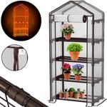 KESSER Premium Foliengewächshaus Gewächshaus mit 4 Etagen - 69 x 50 x 158 cm Treibhaus mit 4 Regalen - Platzsparend, Hochwertiges Anzuchthaus Garten Balkon Stabil & Einfach zu Montieren Transparent, 4 Etagen