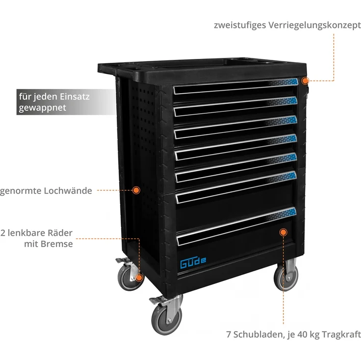 Güde Werkstattwagen GW7 Black Line 165 tlg. mit 7 Schubladen – Bild 2