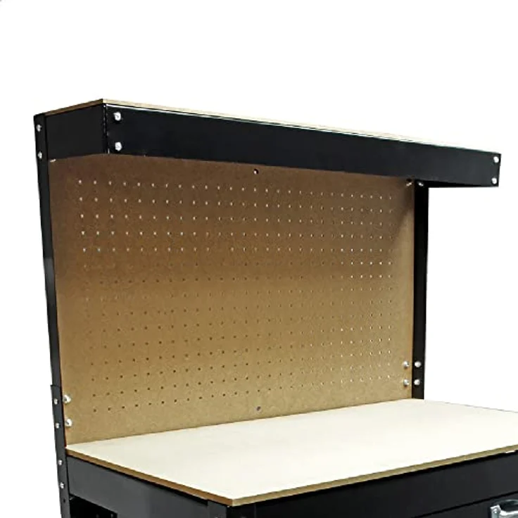Werkbank 1150x550x1400mm mit Lochwand & Aufhängehaken, großzügige MDF-Arbeitsplatte & Stahlrahmen – Bild 4