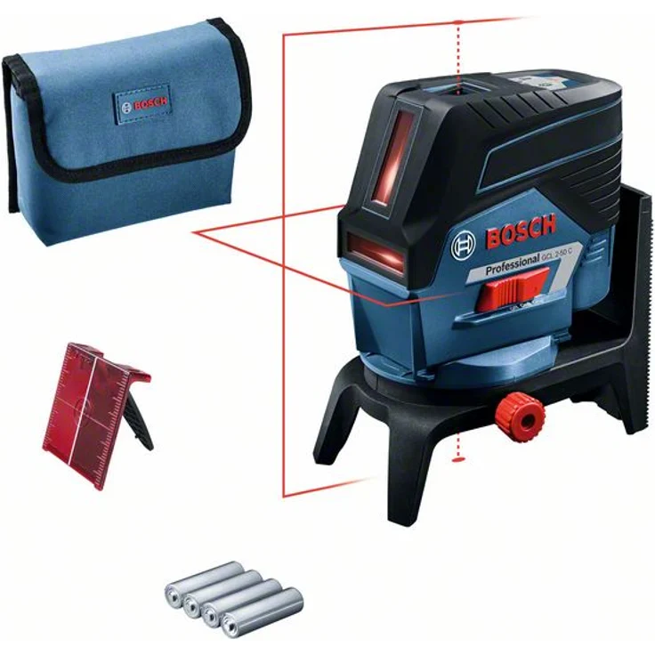 Bosch Professional Linienlaser GCL 2-50 C (roter Laser, Innenbereich, mit App-Funktion und Halterung, Arbeitsbereich: bis 20 m, 4x AA-Batterie, in Kartonschachtel) – Bild 1