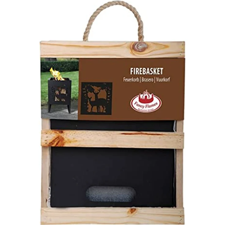 Esschert Design Feuerkorb quadratisch, Motiv Hirsche, L 30,3 x B 30,2 x H 40,1 cm – Bild 4