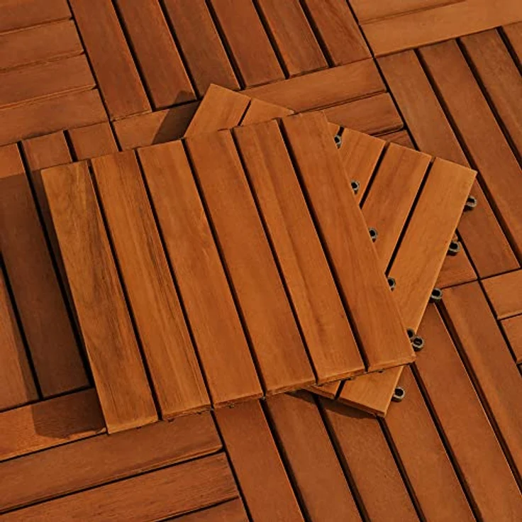 Holzfliese Terrassenfliesen 30x30cm Klickfliese Fliesen Akazie Balkon 33x Akazie – Bild 6