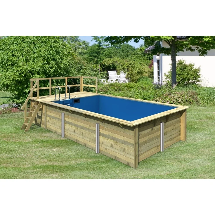 Karibu Pool 1 SET 44 mm inkl. Filterpaket klein, Terrasse vor Kopf an der Seite 3,5 m breit v3 – Bild 2