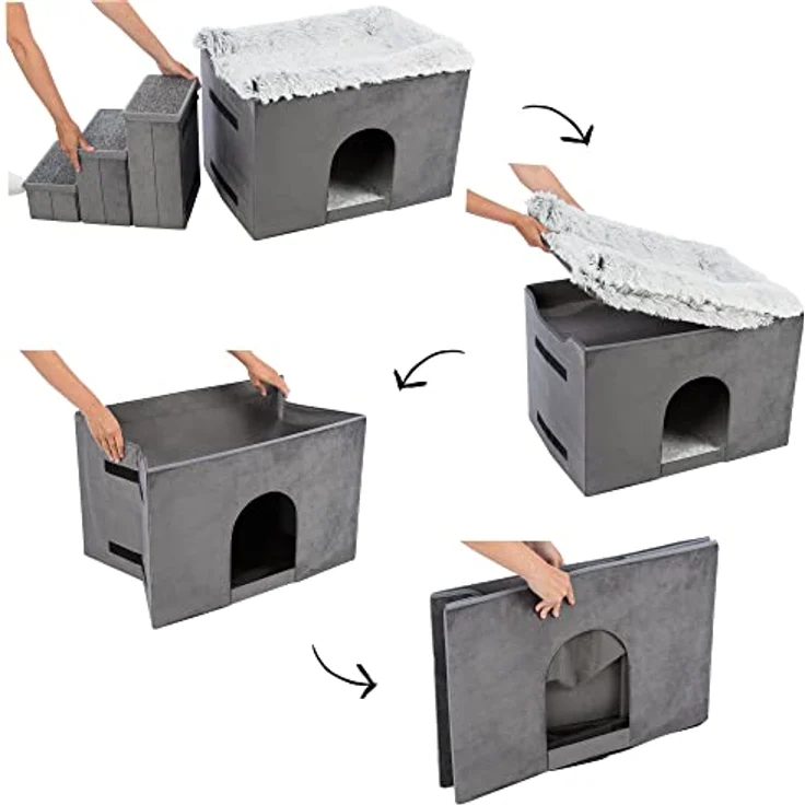 Höhle Harvey mit Treppe 119x47x50 cm grau/weiß-schw. – Bild 4