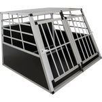 Juskys Alu Hundetransportbox XL - 96 × 91 × 70 cm – Auto Hundebox robust & pflegeleicht – 2 Gittertüren verschließbar - Reisebox für Hunde