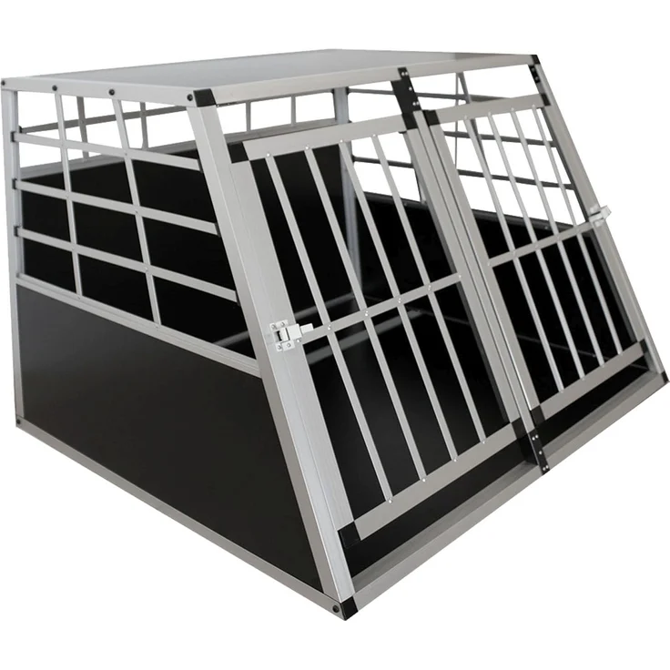 Juskys Alu Hundetransportbox XL - 96 × 91 × 70 cm – Auto Hundebox robust & pflegeleicht – 2 Gittertüren verschließbar - Reisebox für Hunde – Bild 1