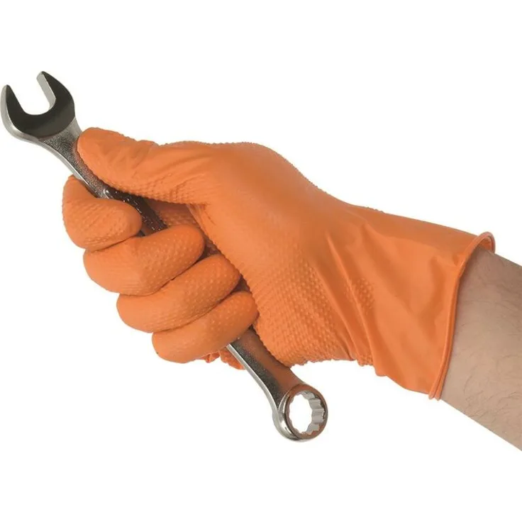 Kunzer Nitril Einweghandschuhe orange TIGER GRIP Größe XXXL, 80 Stück