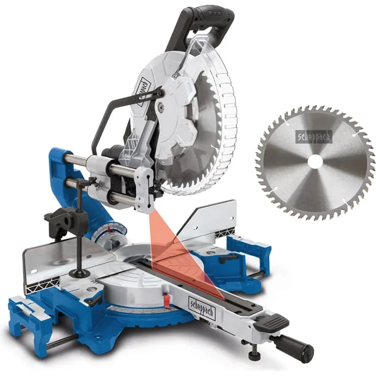 Scheppach Kapp-Zugsäge Gehrungssäge HM305SL mit Laser | XXL-Schnitthöhe max 180mm | Schnittlänge 340mm | Beidseitig 48°neigbarer Sägekopf | 230V 2000W | Ø305mm Sägeblatt | Posaunenauszug & Softstart