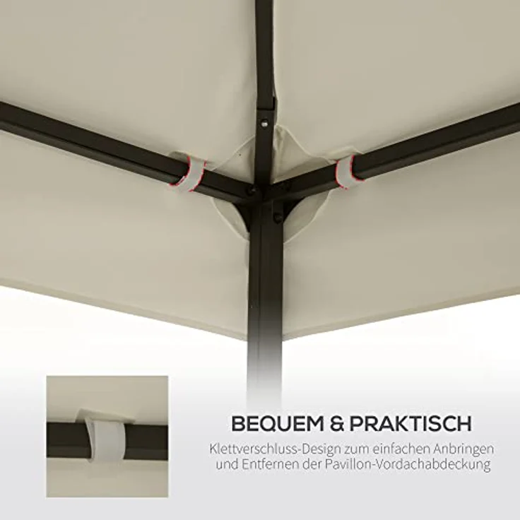 Outsunny Ersatzdach Dach für Metall-Gartenpavillon Pavillon Partyzelt Gartenzelt 3x3-3x4m - cremeweiß - Outsunny – Bild 6