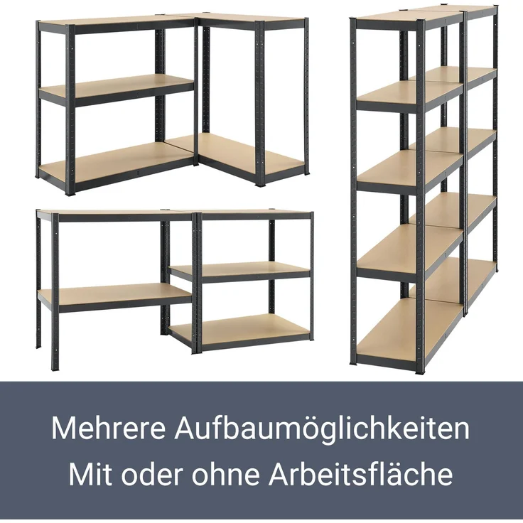 Juskys Lagerregal Basic 2er Set 180x90x40 cm – 2 Schwerlastregale mit 10 Böden – max. 1750 kg - Metall verzinkt - Regale Kellerregal Metallregal – Bild 6