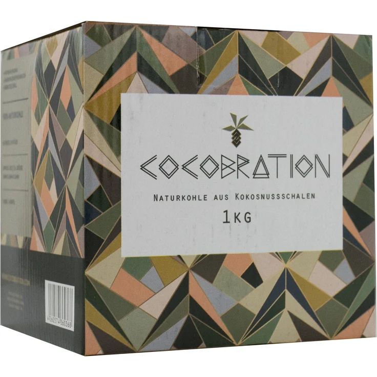 Cocobration Grill Kohle Kokosnuss Naturkohle 1 kg 26 mm Grill Briketts – Bild 1